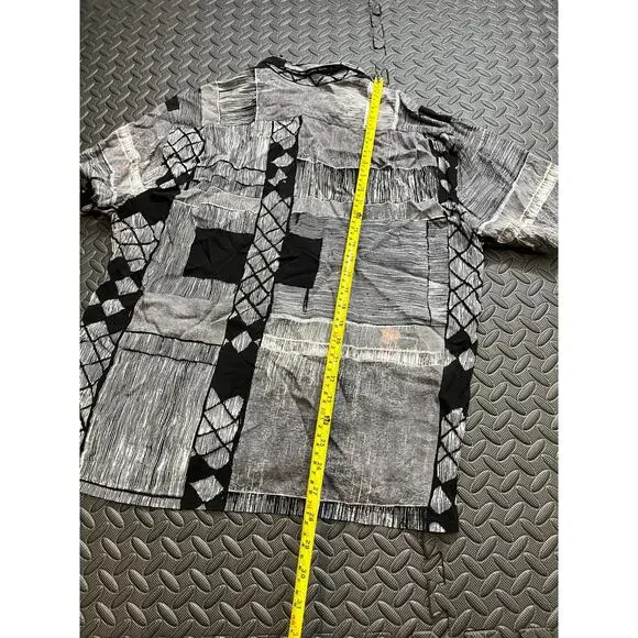 Vintage Jams World Rayon Shirt Geometric Black White Retro Surf Mens Size Med‎